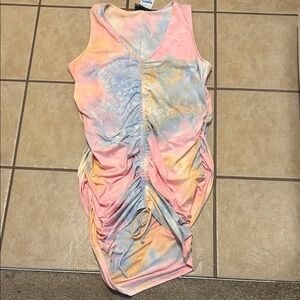 Colorful Tie-Dye Ruched Dress